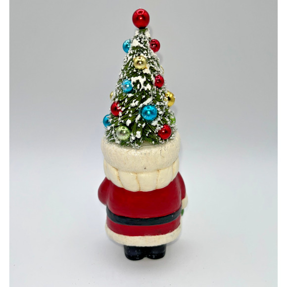 Retro Christmas Santa Holding Candy Cane Bottle Brush Tree Head Ho Ho Ho Holiday - Picture 6 of 16
